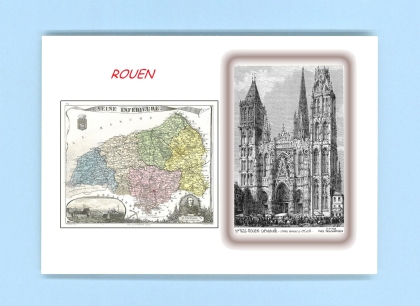 Cartes Postales impression Noir avec dpartement sur la ville de ROUEN Titre : cathedrale