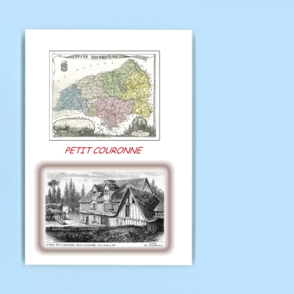 Cartes Postales impression Noir avec dpartement sur la ville de PETIT COURONNE Titre : maison de corneille