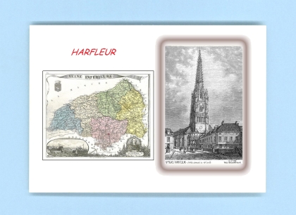 Cartes Postales impression Noir avec dpartement sur la ville de HARFLEUR Titre : vue