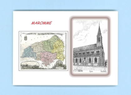 Cartes Postales impression Noir avec dpartement sur la ville de MAROMME Titre : eglise