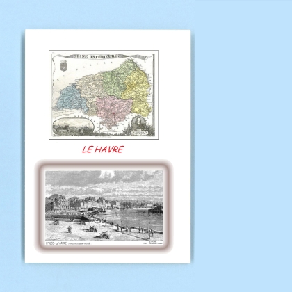 Cartes Postales impression Noir avec dpartement sur la ville de LE HAVRE Titre : vue