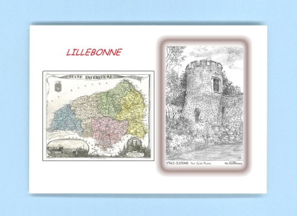 Cartes Postales impression Noir avec dpartement sur la ville de LILLEBONNE Titre : tour st pierre