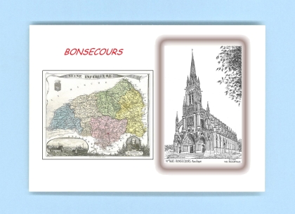 Cartes Postales impression Noir avec dpartement sur la ville de BONSECOURS Titre : basilique