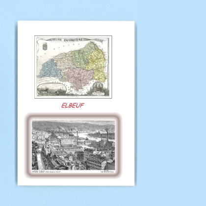 Cartes Postales impression Noir avec dpartement sur la ville de ELBEUF Titre : vue