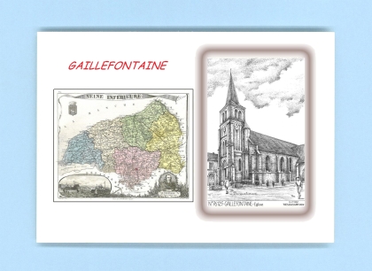 Cartes Postales impression Noir avec dpartement sur la ville de GAILLEFONTAINE Titre : eglise