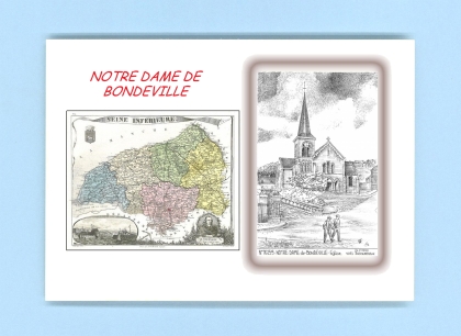 Cartes Postales impression Noir avec dpartement sur la ville de NOTRE DAME DE BONDEVILLE Titre : eglise
