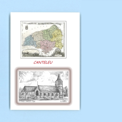 Cartes Postales impression Noir avec dpartement sur la ville de CANTELEU Titre : eglise