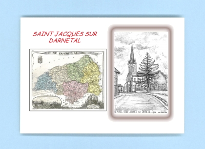 Cartes Postales impression Noir avec dpartement sur la ville de ST JACQUES SUR DARNETAL Titre : eglise