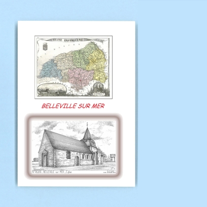Cartes Postales impression Noir avec dpartement sur la ville de BELLEVILLE SUR MER Titre : eglise