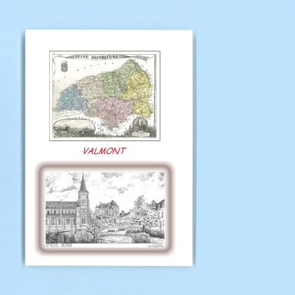 Cartes Postales impression Noir avec dpartement sur la ville de VALMONT Titre : vue
