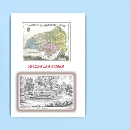 Cartes Postales impression Noir avec dpartement sur la ville de VEULES LES ROSES Titre : abreuvoir
