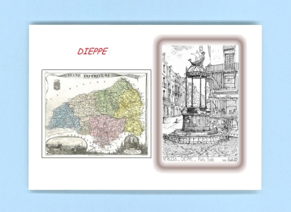 Cartes Postales impression Noir avec dpartement sur la ville de DIEPPE Titre : puits sale