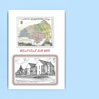 Cartes Postales impression Noir avec dpartement sur la ville de BELLEVILLE SUR MER Titre : mairie