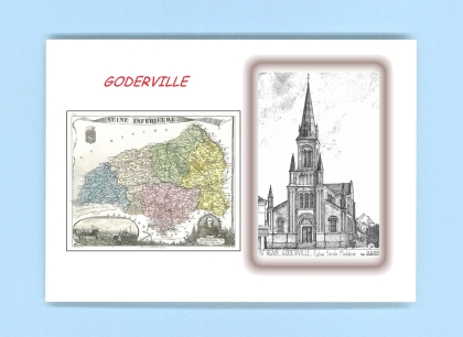 Cartes Postales impression Noir avec dpartement sur la ville de GODERVILLE Titre : eglise ste madeleine
