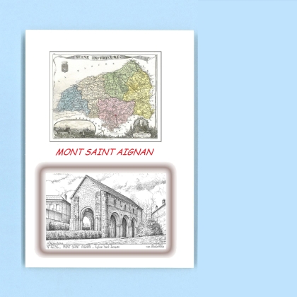 Cartes Postales impression Noir avec dpartement sur la ville de MONT ST AIGNAN Titre : eglise st jacques