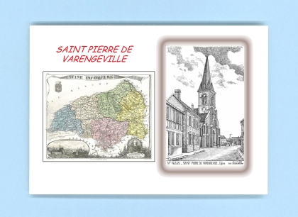 Cartes Postales impression Noir avec dpartement sur la ville de ST PIERRE DE VARENGEVILLE Titre : eglise