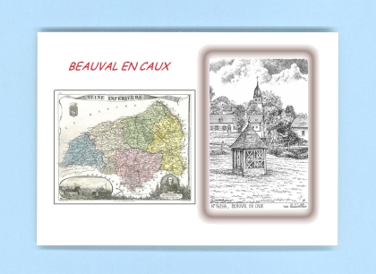 Cartes Postales impression Noir avec dpartement sur la ville de BEAUVAL EN CAUX Titre : vue