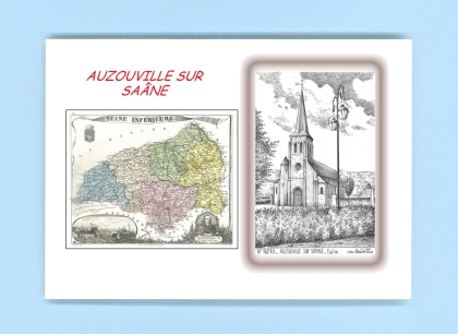 Cartes Postales impression Noir avec dpartement sur la ville de AUZOUVILLE SUR SAANE Titre : eglise