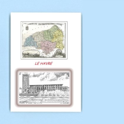 Cartes Postales impression Noir avec dpartement sur la ville de LE HAVRE Titre : hotel de ville