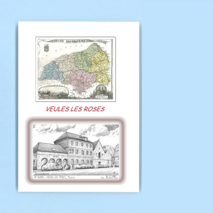 Cartes Postales impression Noir avec dpartement sur la ville de VEULES LES ROSES Titre : mairie