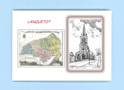 Cartes Postales impression Noir avec dpartement sur la ville de LANQUETOT Titre : eglise