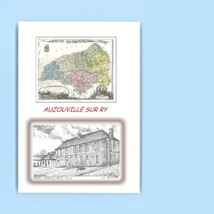 Cartes Postales impression Noir avec dpartement sur la ville de AUZOUVILLE SUR RY Titre : mairie
