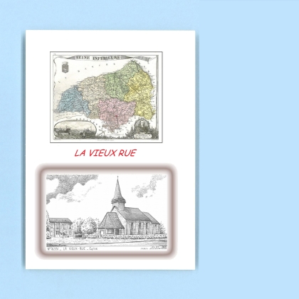 Cartes Postales impression Noir avec dpartement sur la ville de LA VIEUX RUE Titre : eglise