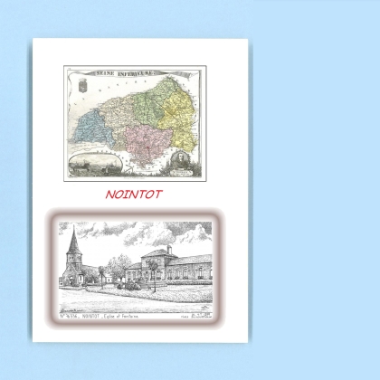 Cartes Postales impression Noir avec dpartement sur la ville de NOINTOT Titre : eglise et fontaine