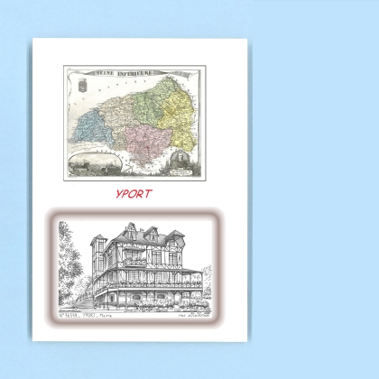 Cartes Postales impression Noir avec dpartement sur la ville de YPORT Titre : mairie