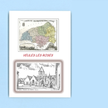 Cartes Postales impression Noir avec dpartement sur la ville de VEULES LES ROSES Titre : eglise