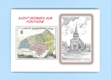 Cartes Postales impression Noir avec dpartement sur la ville de ST GEORGES SUR FONTAINE Titre : eglise