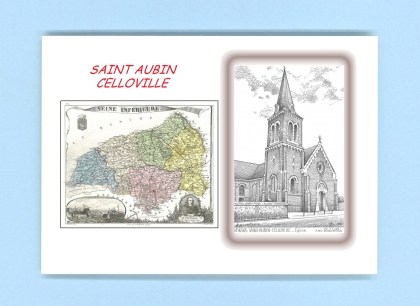 Cartes Postales impression Noir avec dpartement sur la ville de ST AUBIN CELLOVILLE Titre : eglise