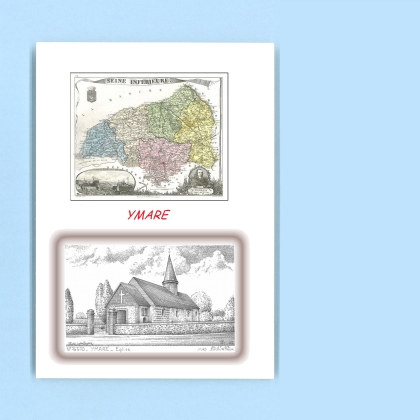 Cartes Postales impression Noir avec dpartement sur la ville de YMARE Titre : eglise