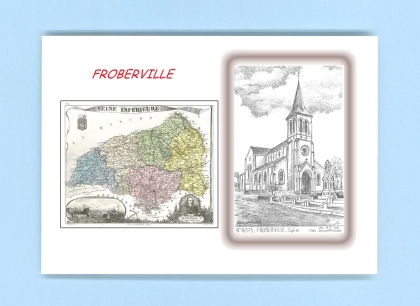 Cartes Postales impression Noir avec dpartement sur la ville de FROBERVILLE Titre : eglise