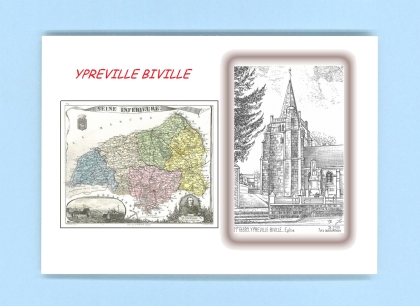 Cartes Postales impression Noir avec dpartement sur la ville de YPREVILLE BIVILLE Titre : eglise