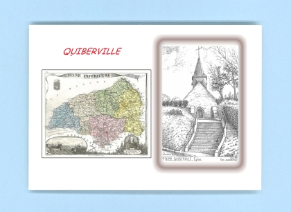 Cartes Postales impression Noir avec dpartement sur la ville de QUIBERVILLE Titre : eglise