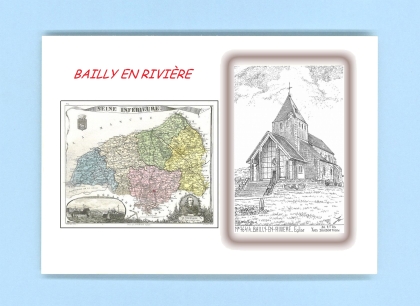 Cartes Postales impression Noir avec dpartement sur la ville de BAILLY EN RIVIERE Titre : eglise