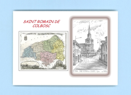 Cartes Postales impression Noir avec dpartement sur la ville de ST ROMAIN DE COLBOSC Titre : eglise