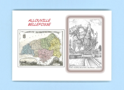 Cartes Postales impression Noir avec dpartement sur la ville de ALLOUVILLE BELLEFOSSE Titre : chene millenaire