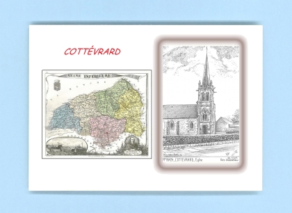 Cartes Postales impression Noir avec dpartement sur la ville de COTTEVRARD Titre : eglise