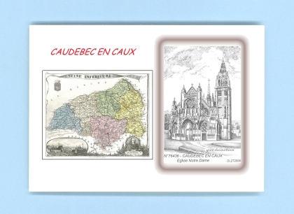 Cartes Postales impression Noir avec dpartement sur la ville de CAUDEBEC EN CAUX Titre : eglise notre dame