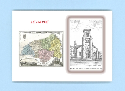 Cartes Postales impression Noir avec dpartement sur la ville de LE HAVRE Titre : eglise de bleville