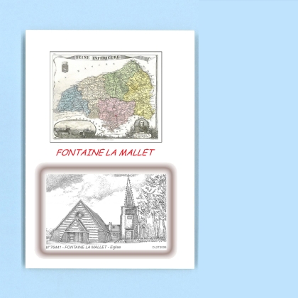 Cartes Postales impression Noir avec dpartement sur la ville de FONTAINE LA MALLET Titre : eglise