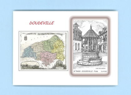 Cartes Postales impression Noir avec dpartement sur la ville de DOUDEVILLE Titre : puits