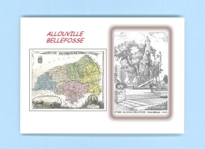 Cartes Postales impression Noir avec dpartement sur la ville de ALLOUVILLE BELLEFOSSE Titre : chene millenaire