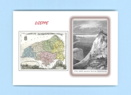 Cartes Postales impression Noir avec dpartement sur la ville de DIEPPE Titre : entree du port, phare de lhay