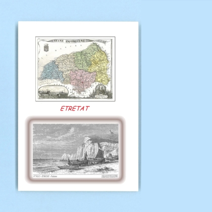 Cartes Postales impression Noir avec dpartement sur la ville de ETRETAT Titre : falaises