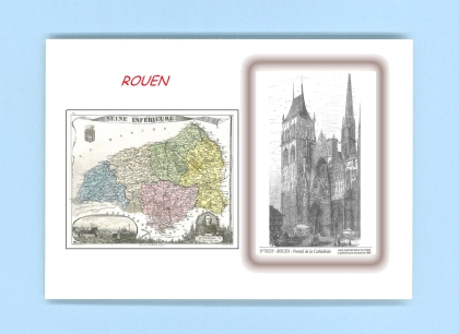 Cartes Postales impression Noir avec dpartement sur la ville de ROUEN Titre : portail de la cathedrale