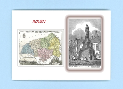 Cartes Postales impression Noir avec dpartement sur la ville de ROUEN Titre : monument de jeanne d arc