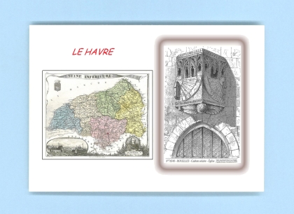 Cartes Postales impression Noir avec dpartement sur la ville de LE HAVRE Titre : cadran solaire eglise rouelles